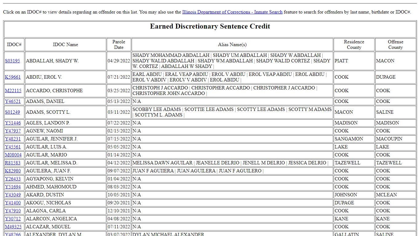 Illinois Department of Corrections - Community Notifiation of Inmate ...